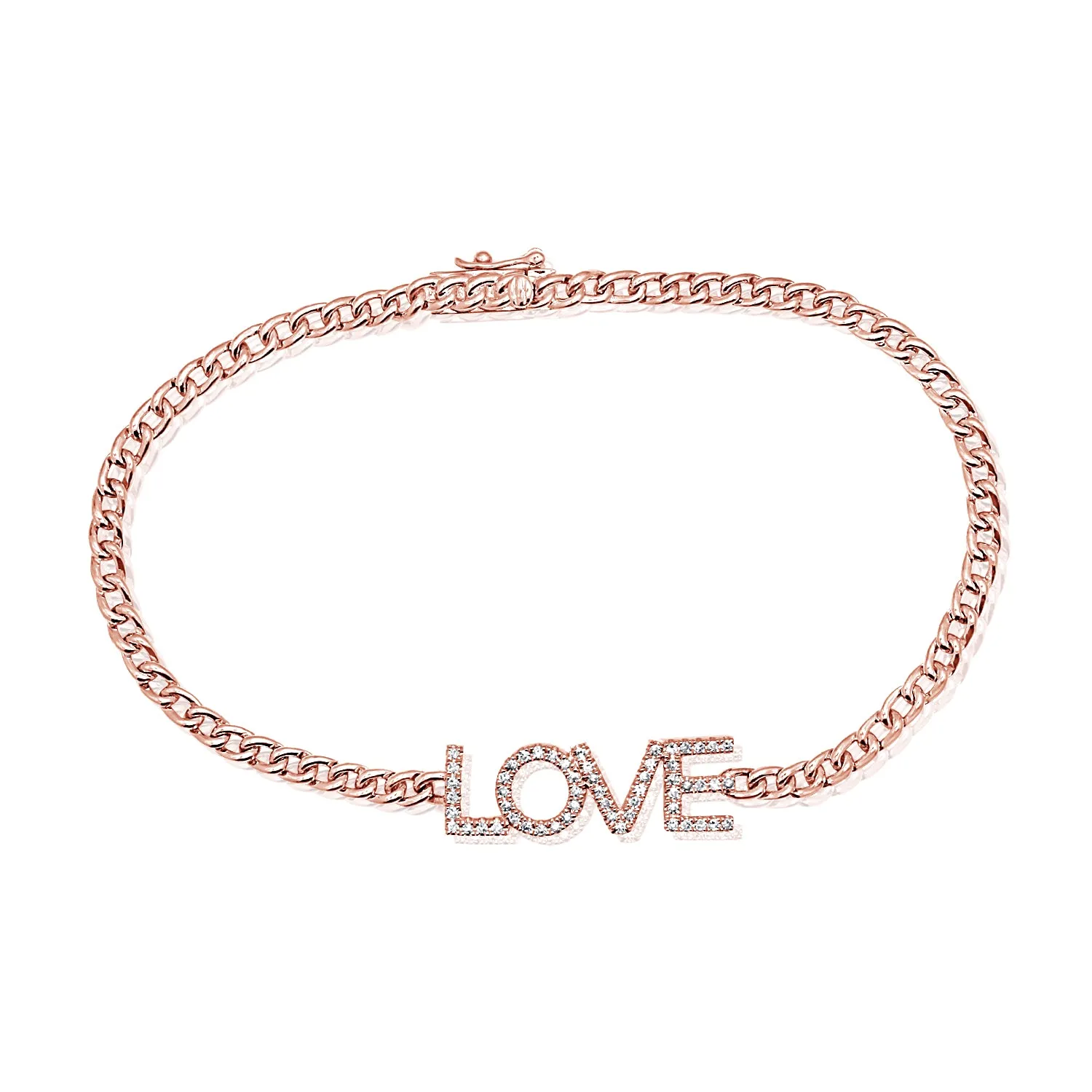 14k Gold & Diamond Love Link Bracelet - 0.22ct