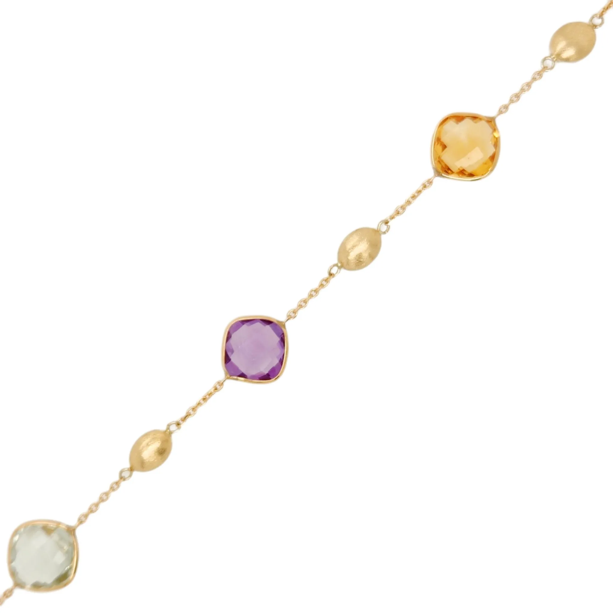 14K Multicolor Gemstone With Gold Nugget Bracelet