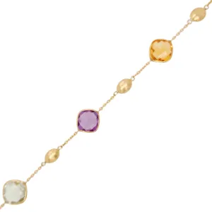 14K Multicolor Gemstone With Gold Nugget Bracelet