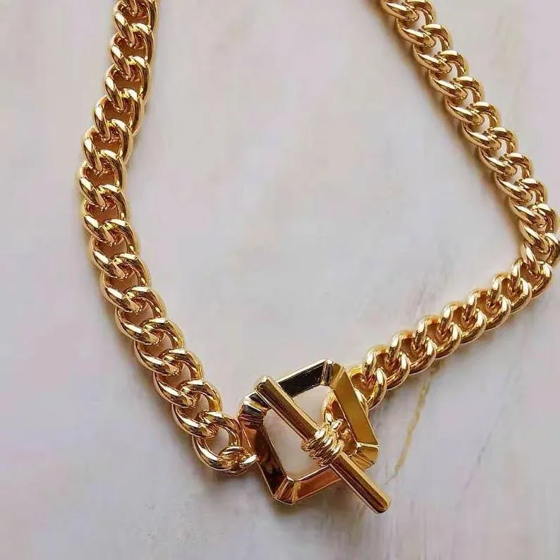 18K Gold-Filled Toggle Clasp Cuban Necklace