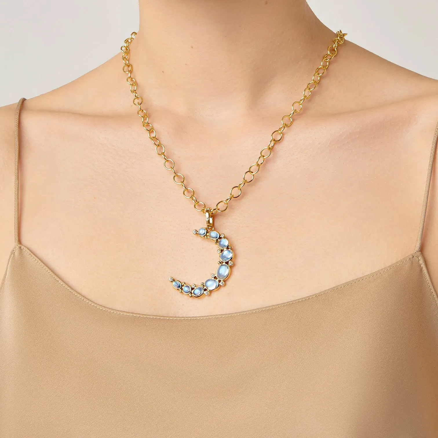 18K Large Crescent Moon Pendant