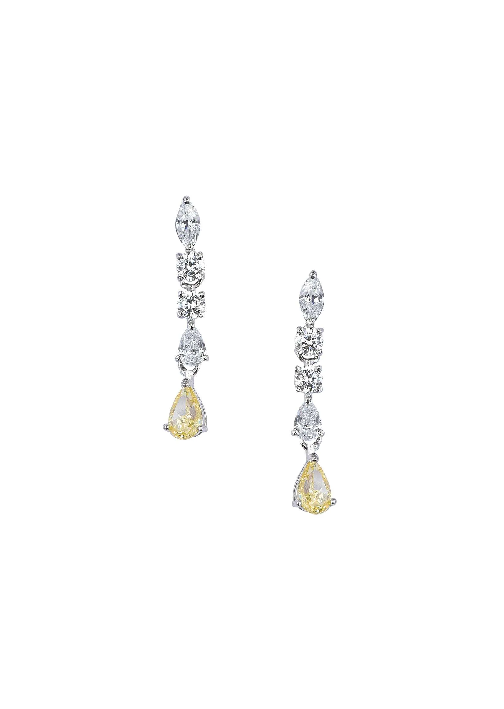 92.5 Sterling Silver Drop Pendant Necklace Set With Zirconia