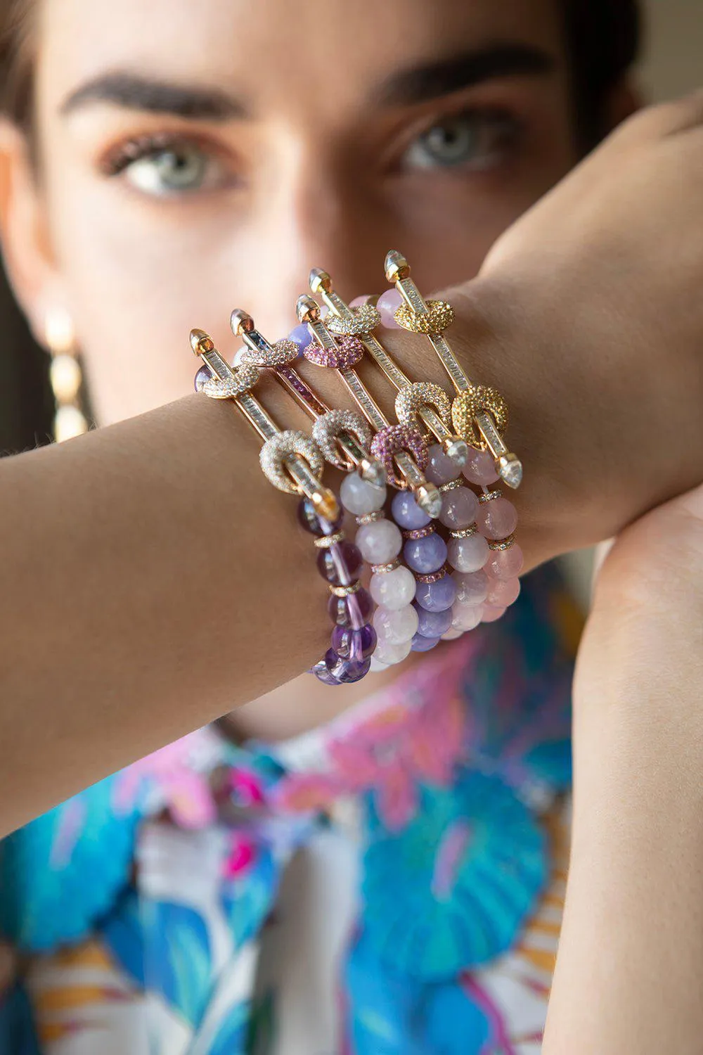 Amethyst and Diamond Chakra Bracelet