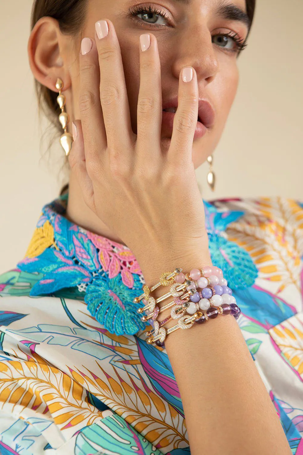 Amethyst and Diamond Chakra Bracelet