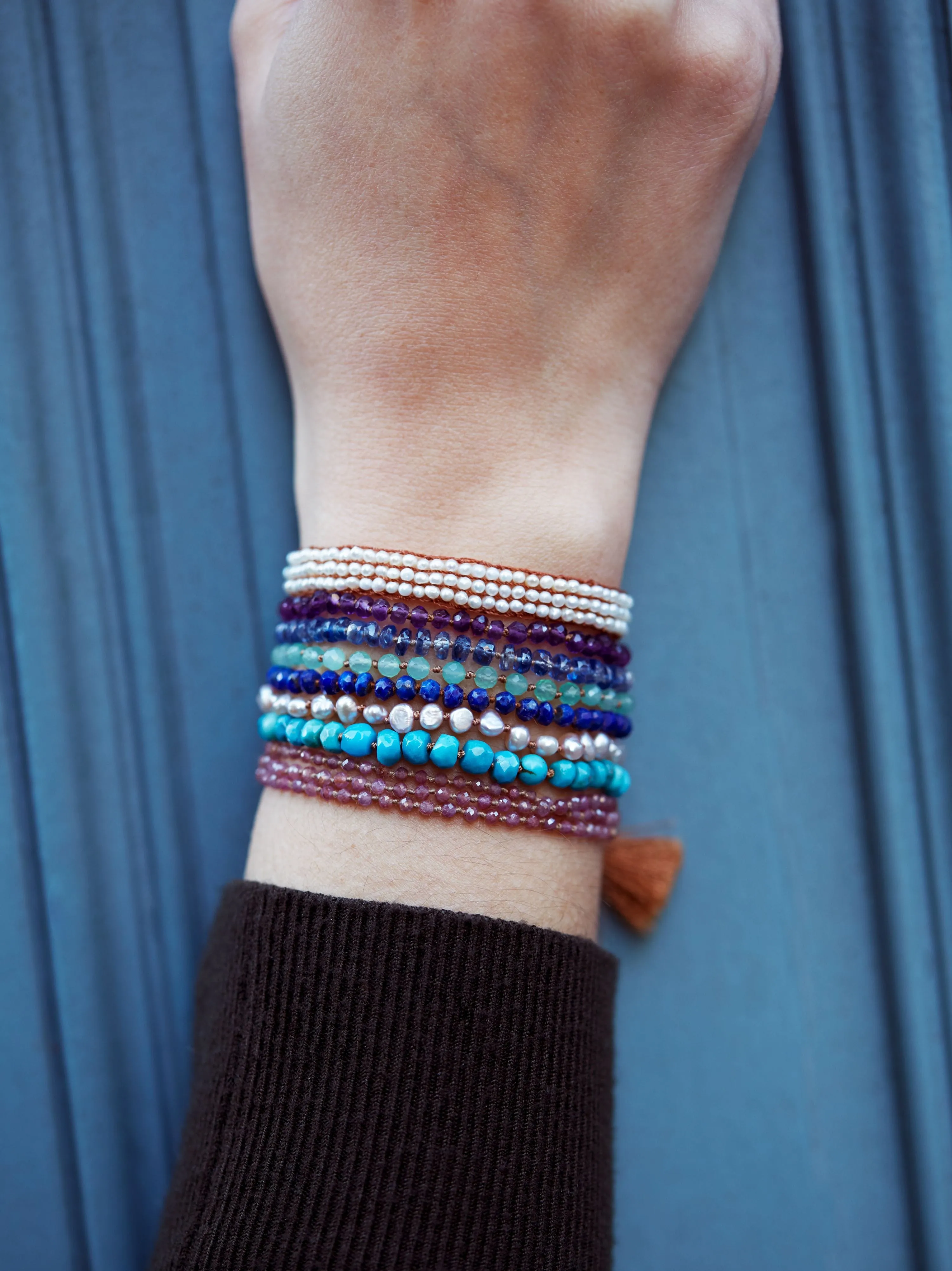 Amethyst Bead Bracelet with Tassel