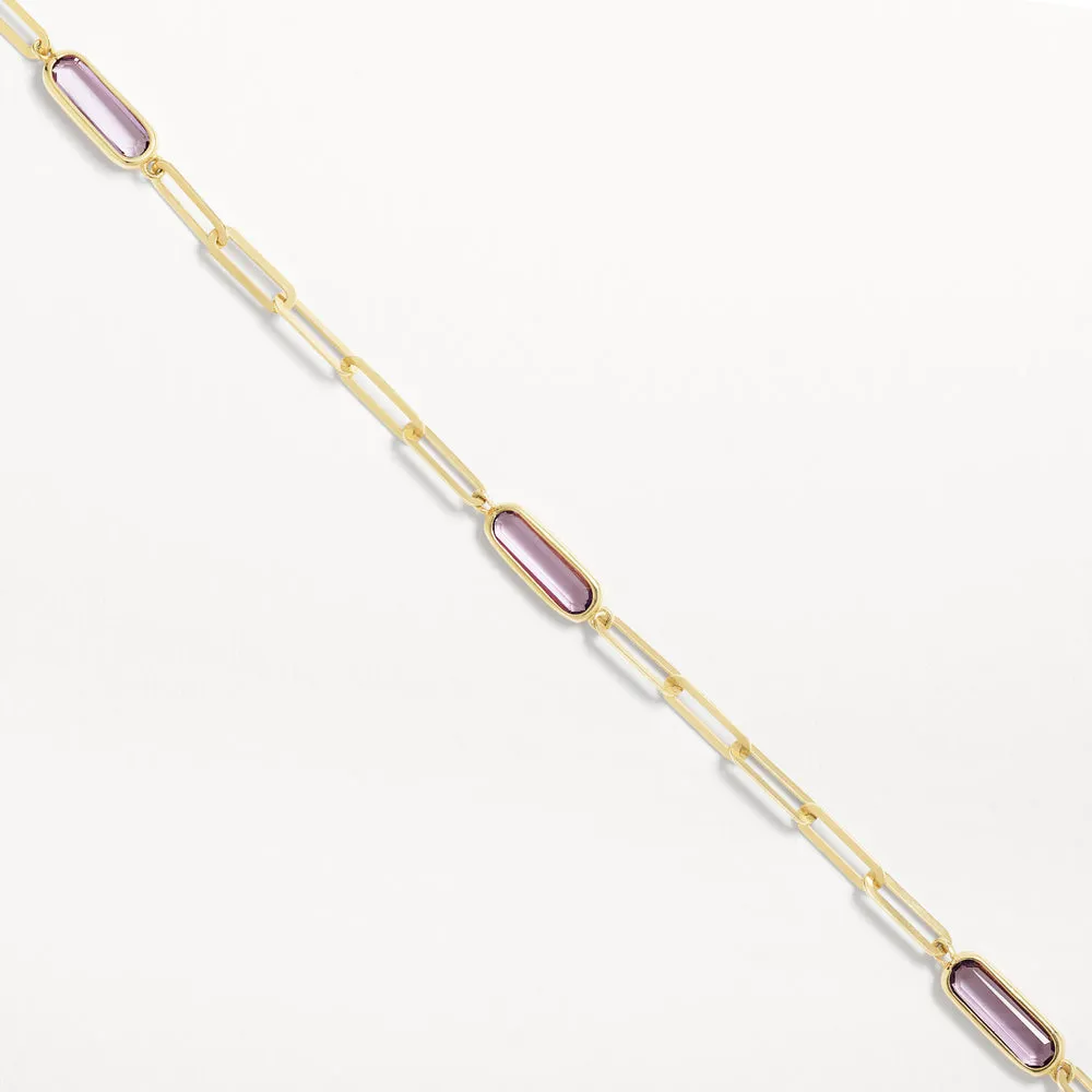 Amethyst Oval Paperclip Chain Bracelet in 10k Gold