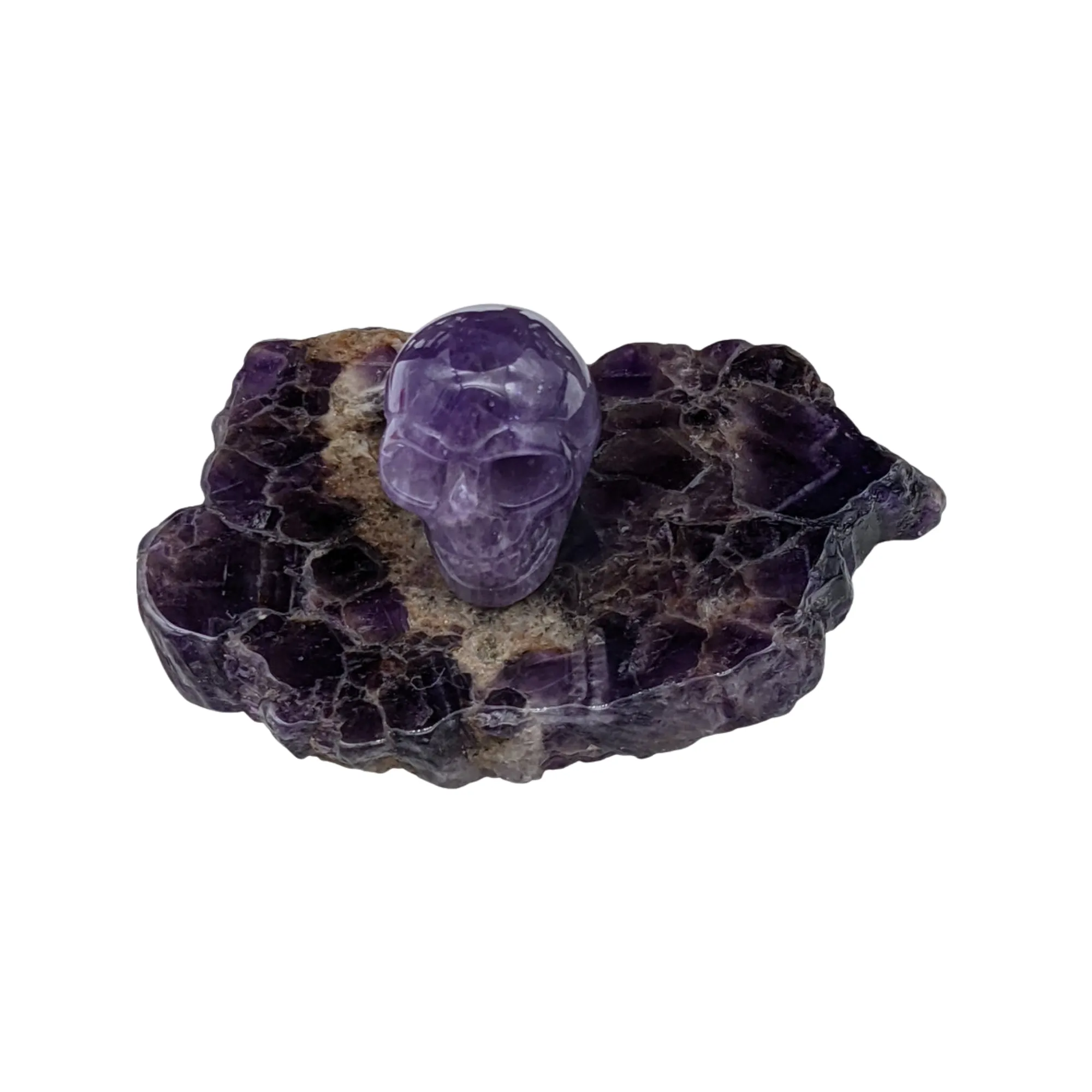 Amethyst Skull on Amethyst - Echo of a Stone