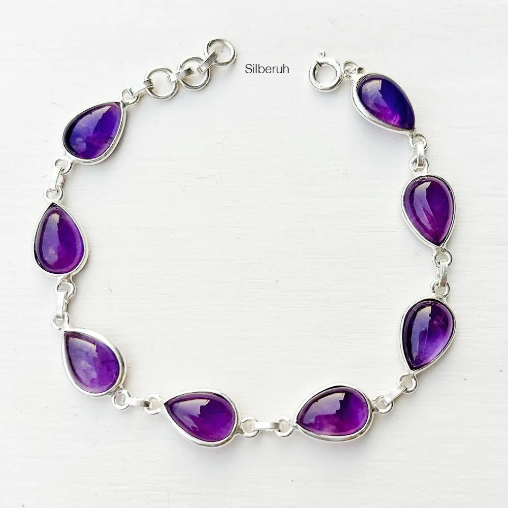 Amethyst Teardrop Silver Bracelet