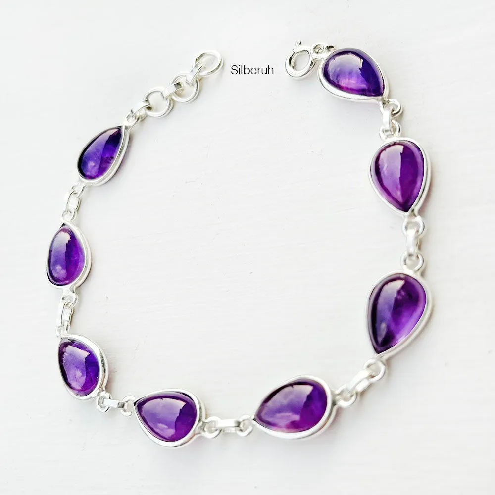 Amethyst Teardrop Silver Bracelet