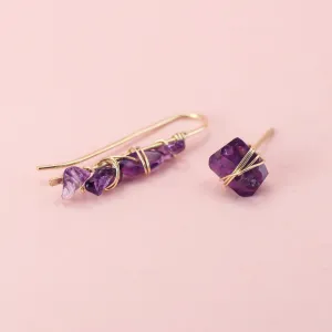 Amethyst Wrapped Ear Climbers