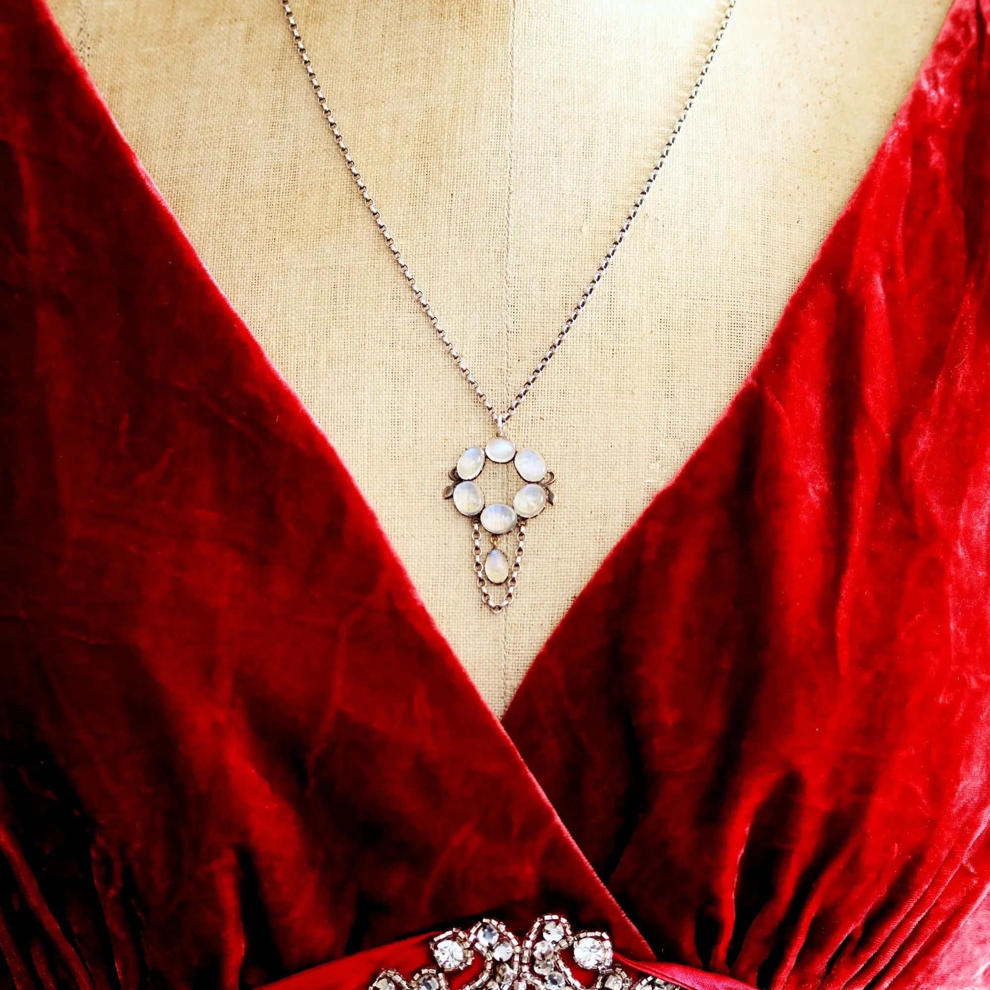 Antique Arts & Crafts Silver Moonstone Pendant
