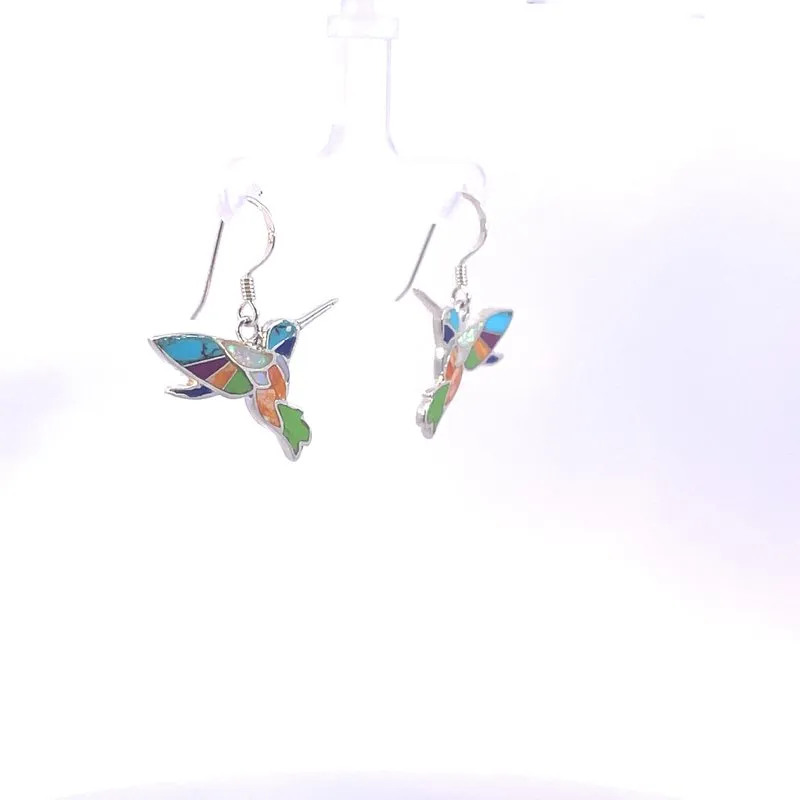 Arizona Turquoise and Inlaid Jewelry Colorful Hummingbird Earrings