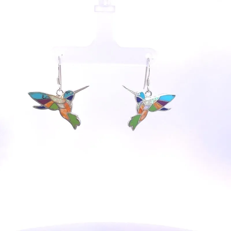 Arizona Turquoise and Inlaid Jewelry Colorful Hummingbird Earrings