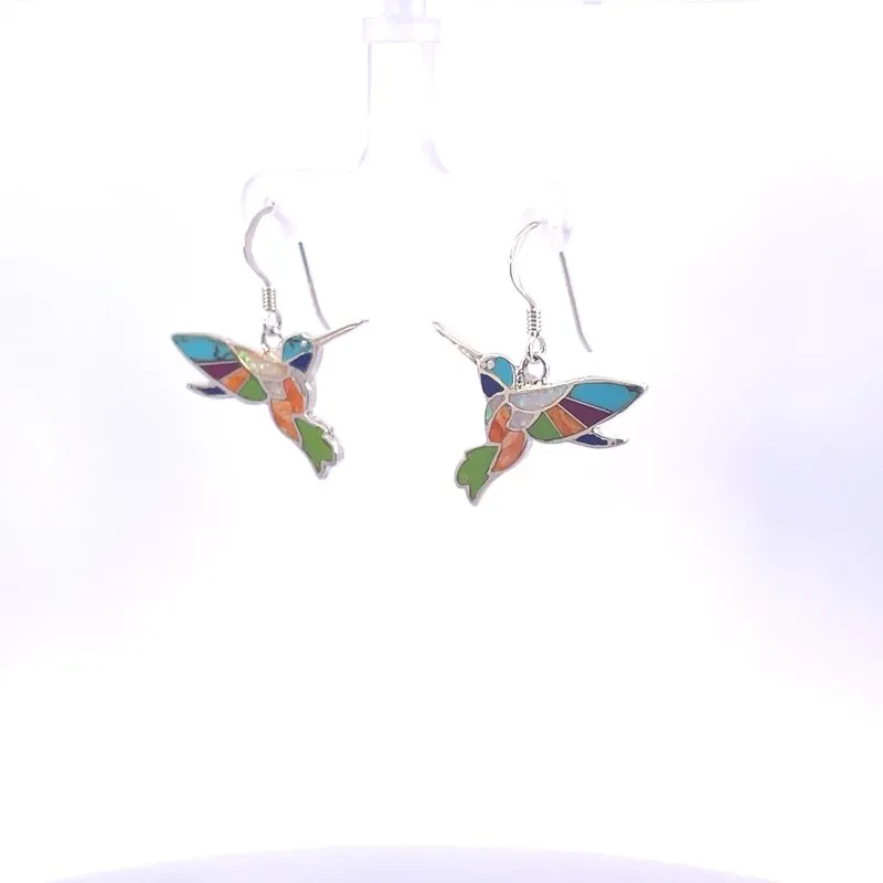 Arizona Turquoise and Inlaid Jewelry Colorful Hummingbird Earrings