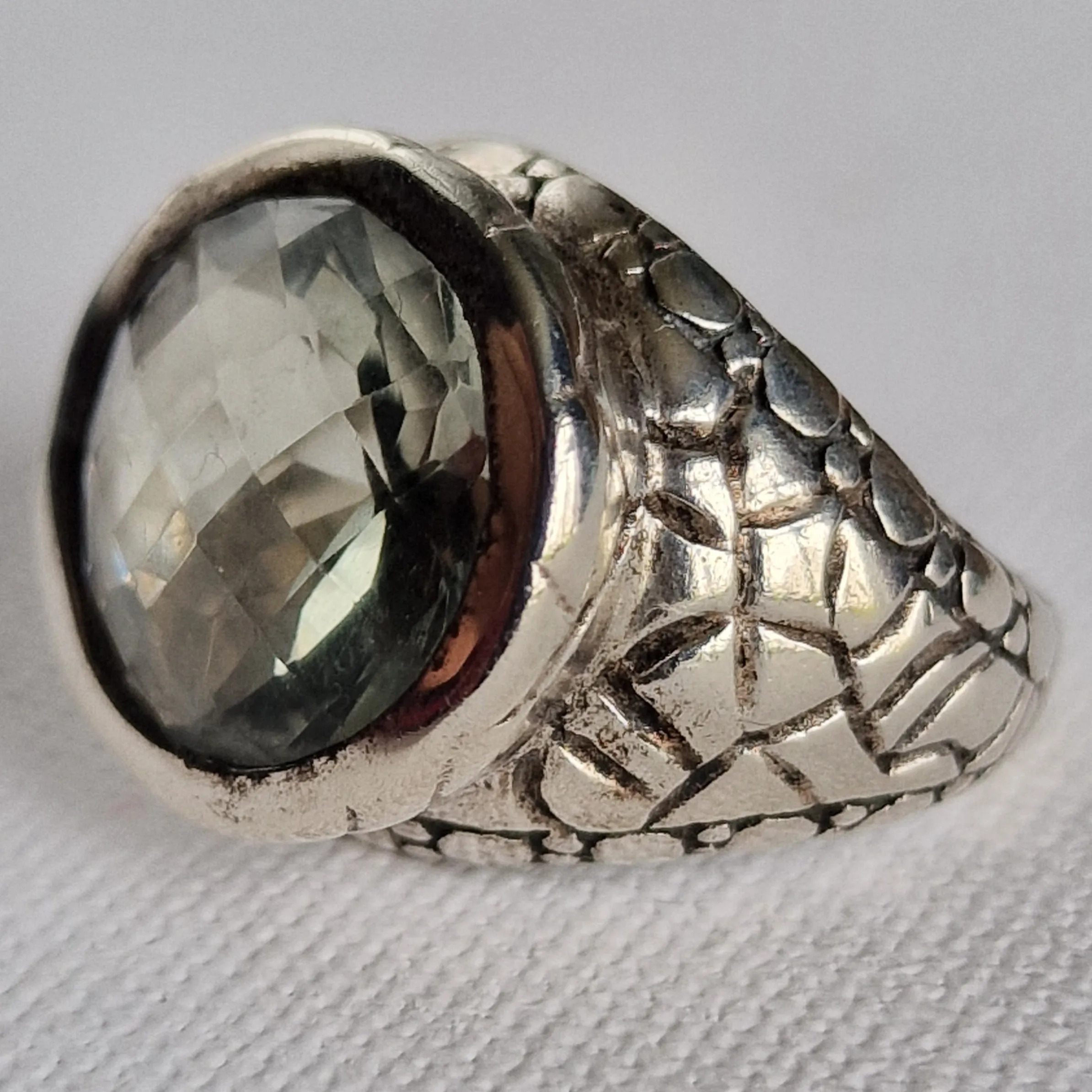 Artisan Handmade Green Amethyst 925 Sterling Silver Ring