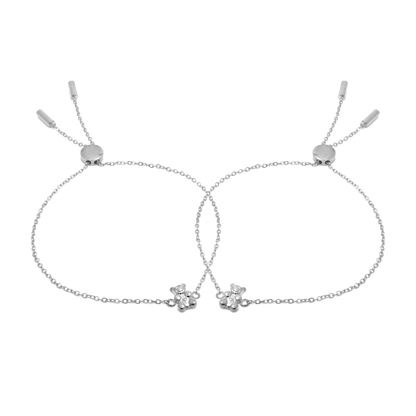 Children's Bear Friendship Bracelets - Silver