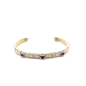 Classic 3 Gem Bracelet with Amethyst