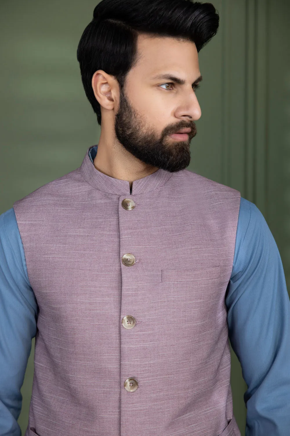 Cotton Yarn Dyed Waistcoat