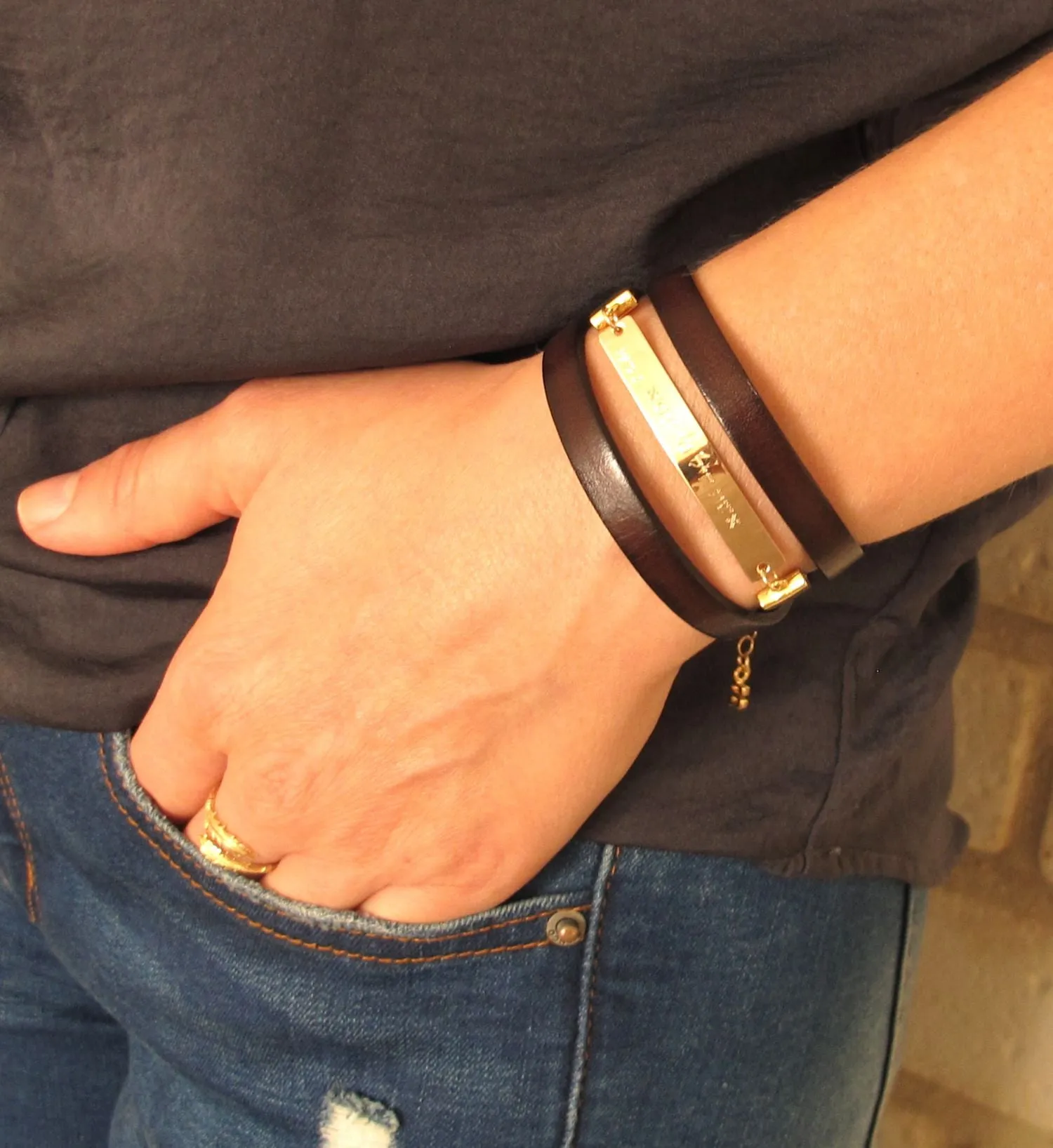 Custom Leather Wrap Bracelet