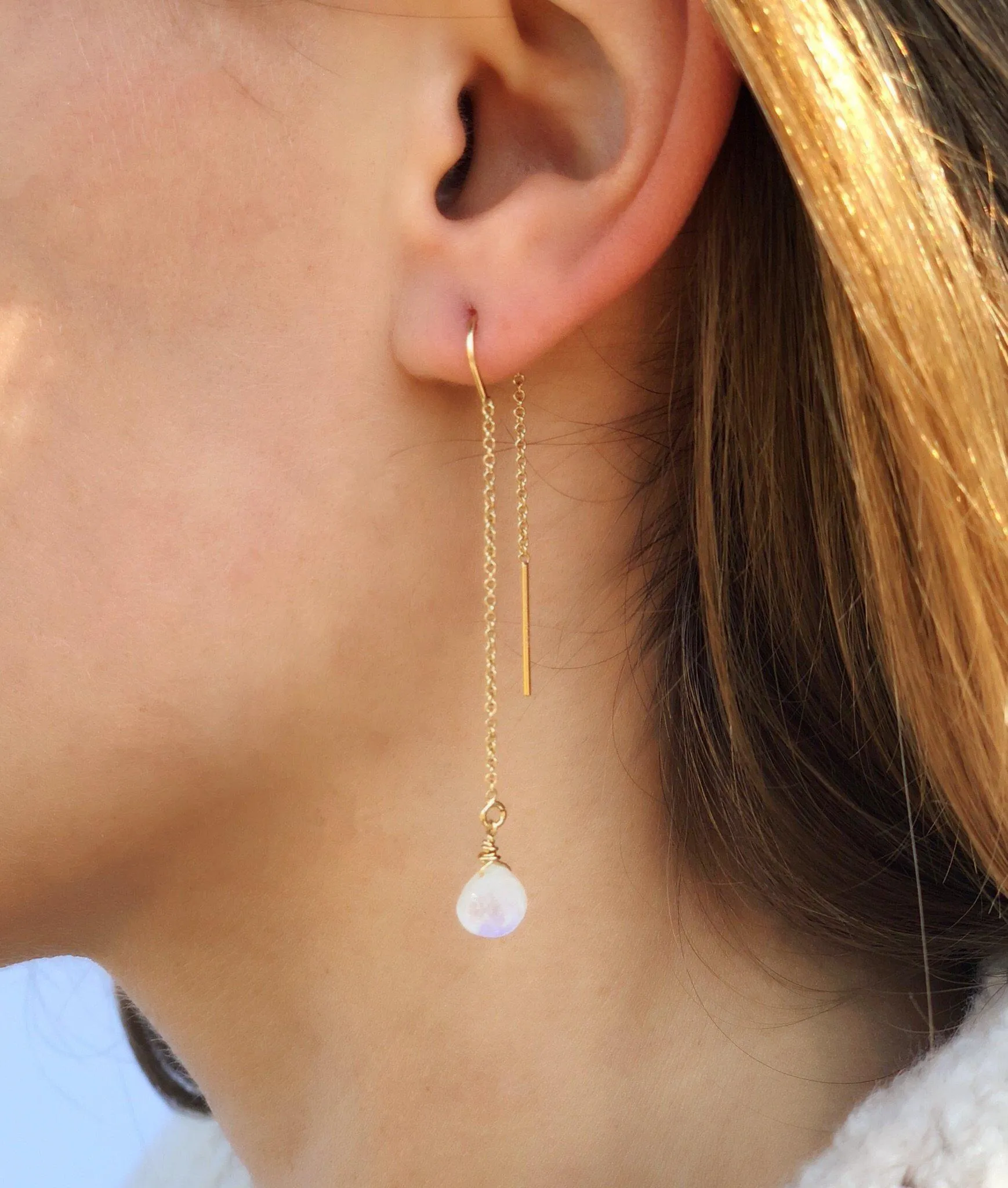 Ear Threaders in Moonstone