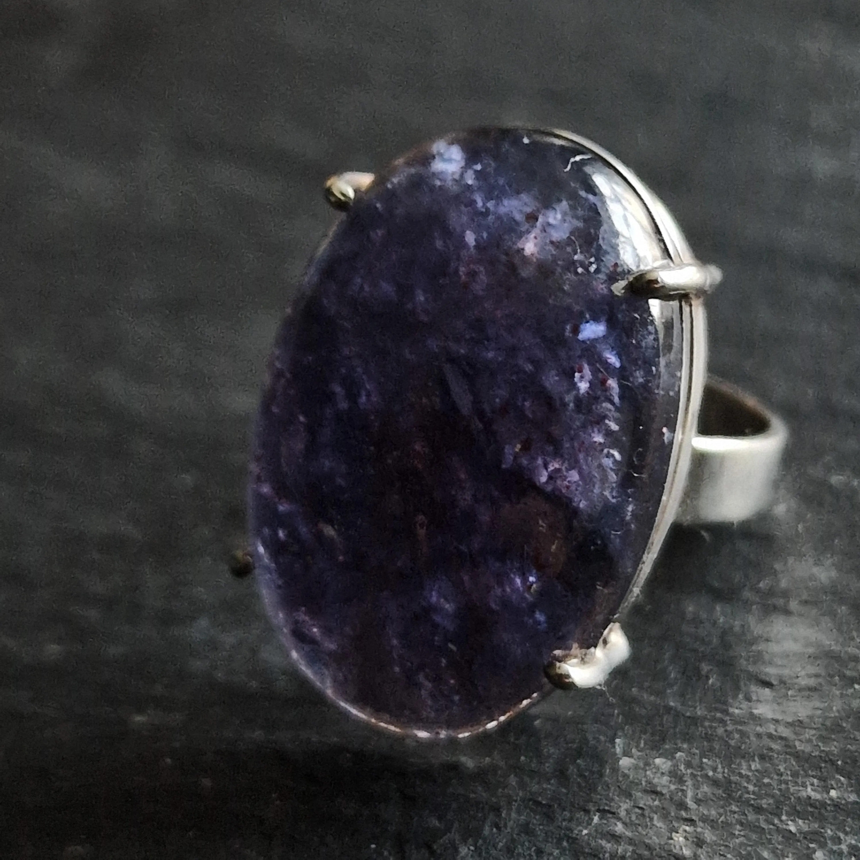 Eternal Blue Sunstone Crystal Silver Sterling Ring