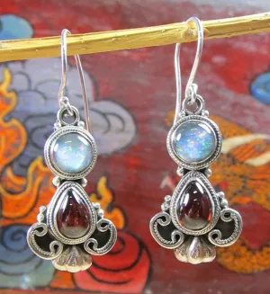 Garnet Moonstone Earrings