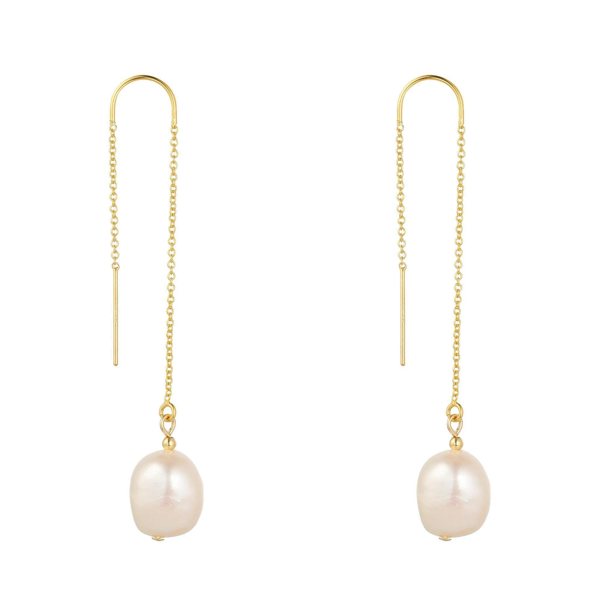 Gold Filled Baroque Pearl Threader Earrings