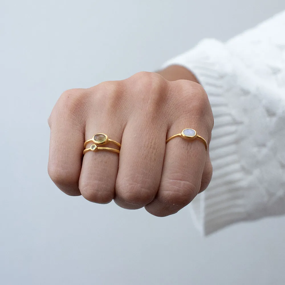 Gold Plated Moonstone Oval Ring