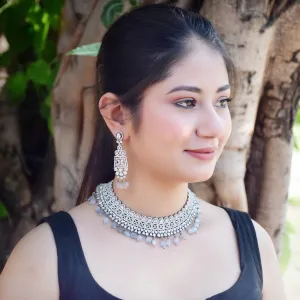 Gray Zircon/AD Necklace Set 11567-7679