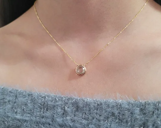 Green Amethyst Heart Briolette Pendant Necklace