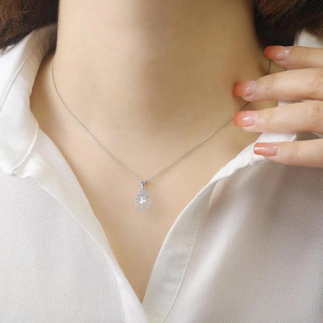 Green Amethyst Teardrop Pendant Necklace