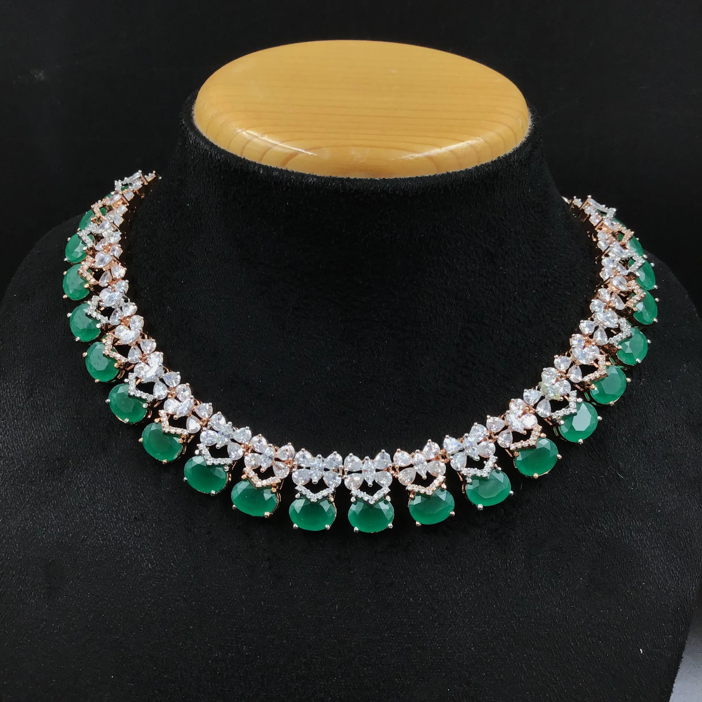 Green Zircon/AD Necklace Set 10840-6594