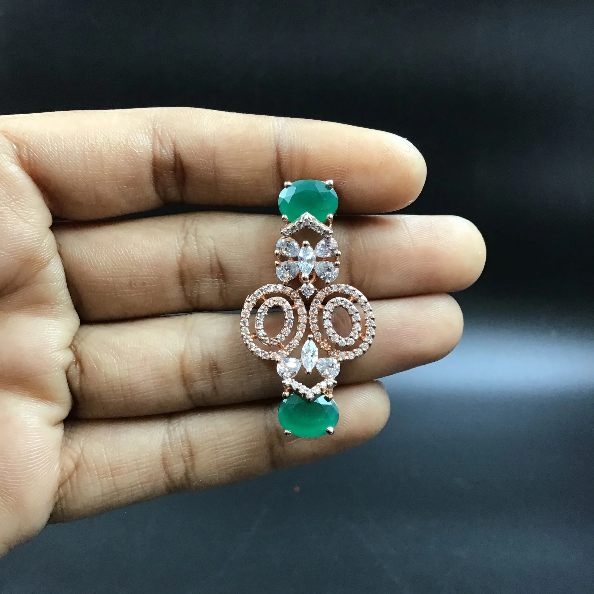 Green Zircon/AD Necklace Set 10840-6594