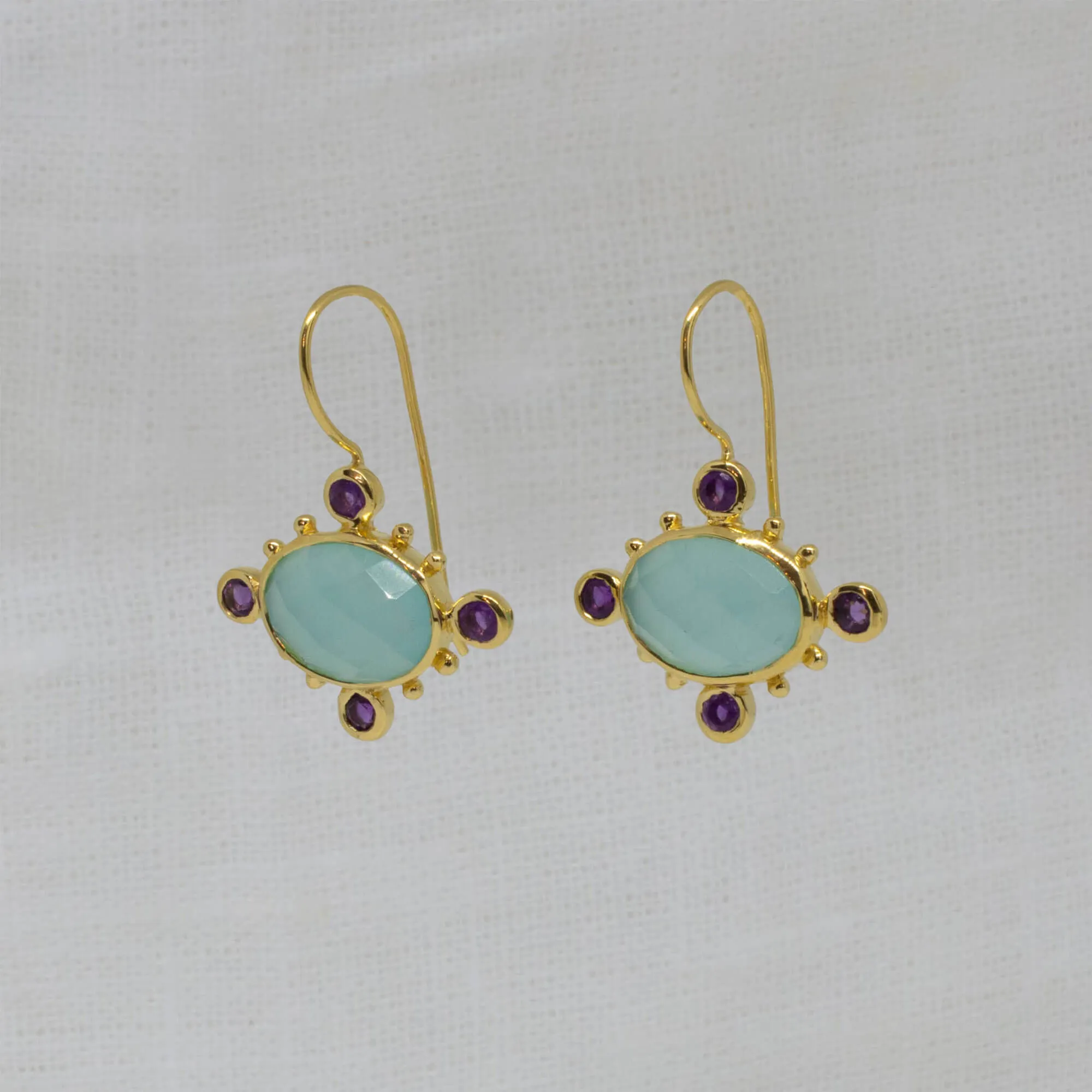 Hera Oval Gemstone Drop Earrings
