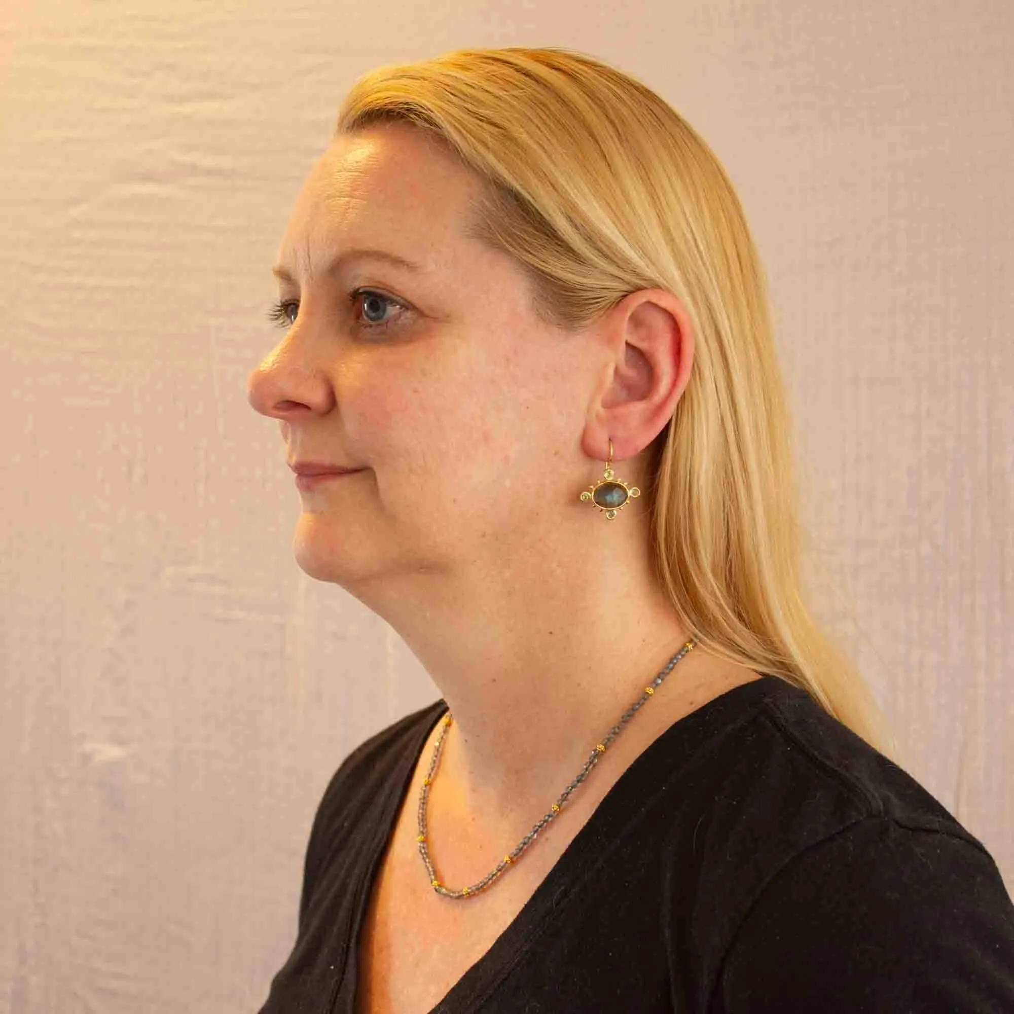 Hera Oval Gemstone Drop Earrings