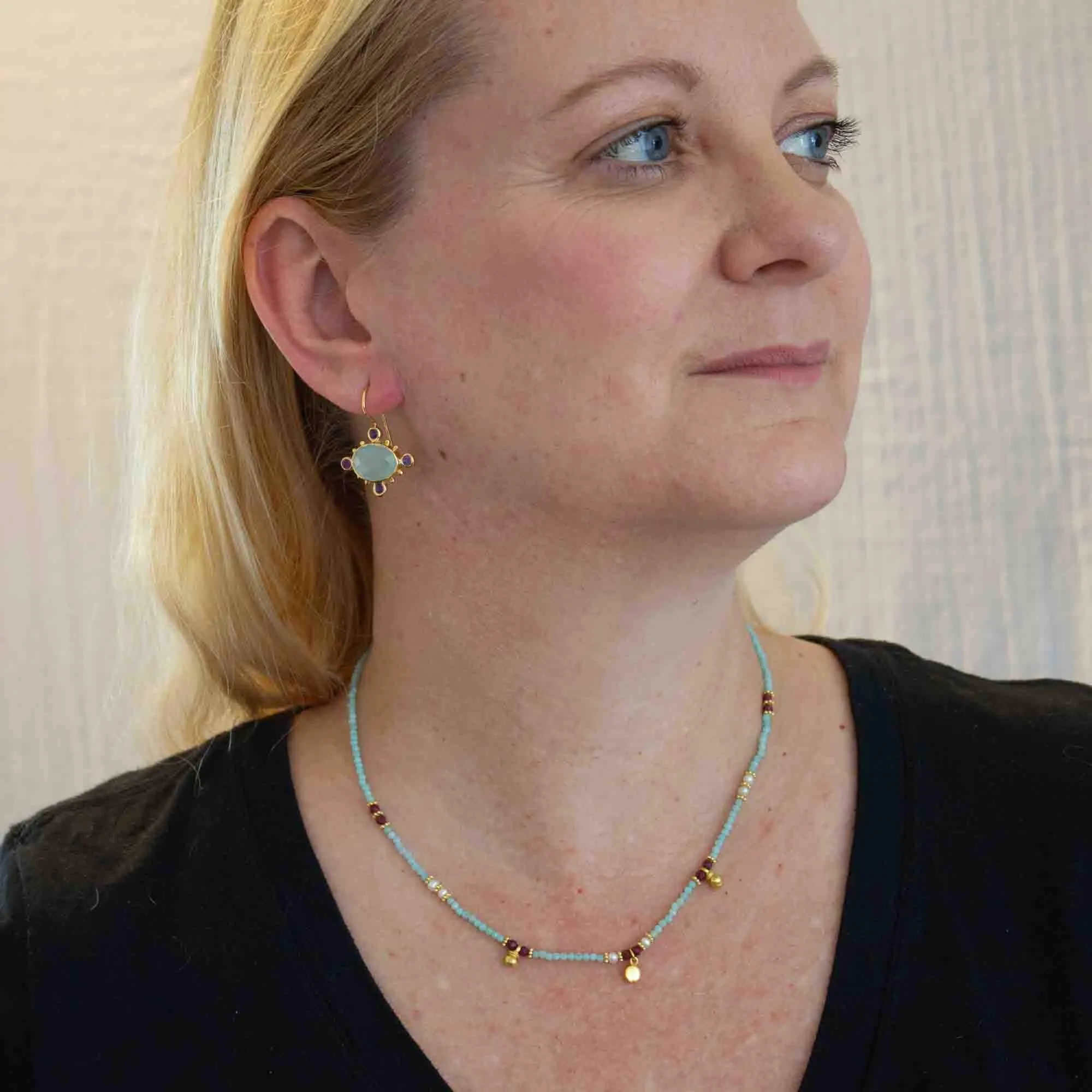 Hera Oval Gemstone Drop Earrings