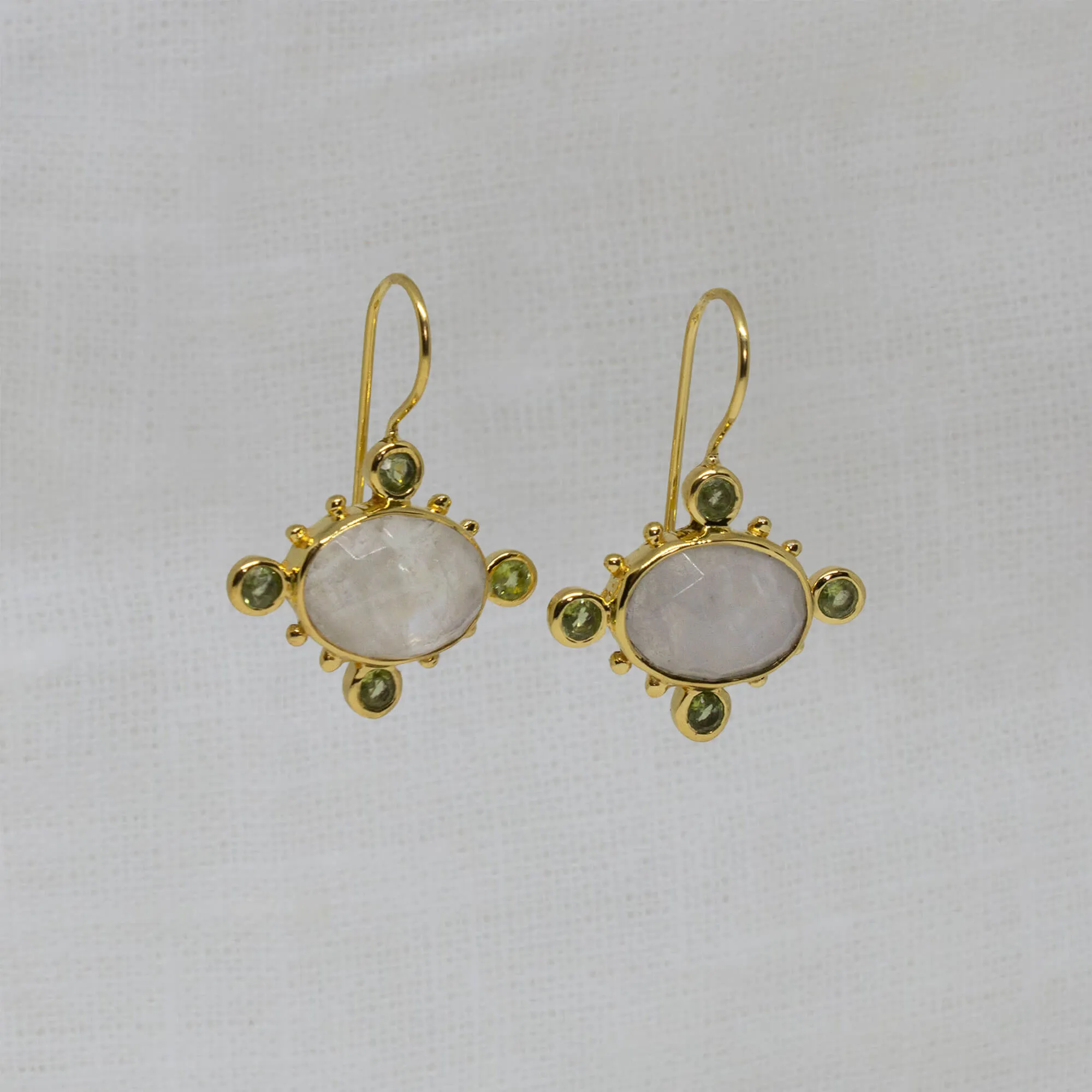 Hera Oval Gemstone Drop Earrings