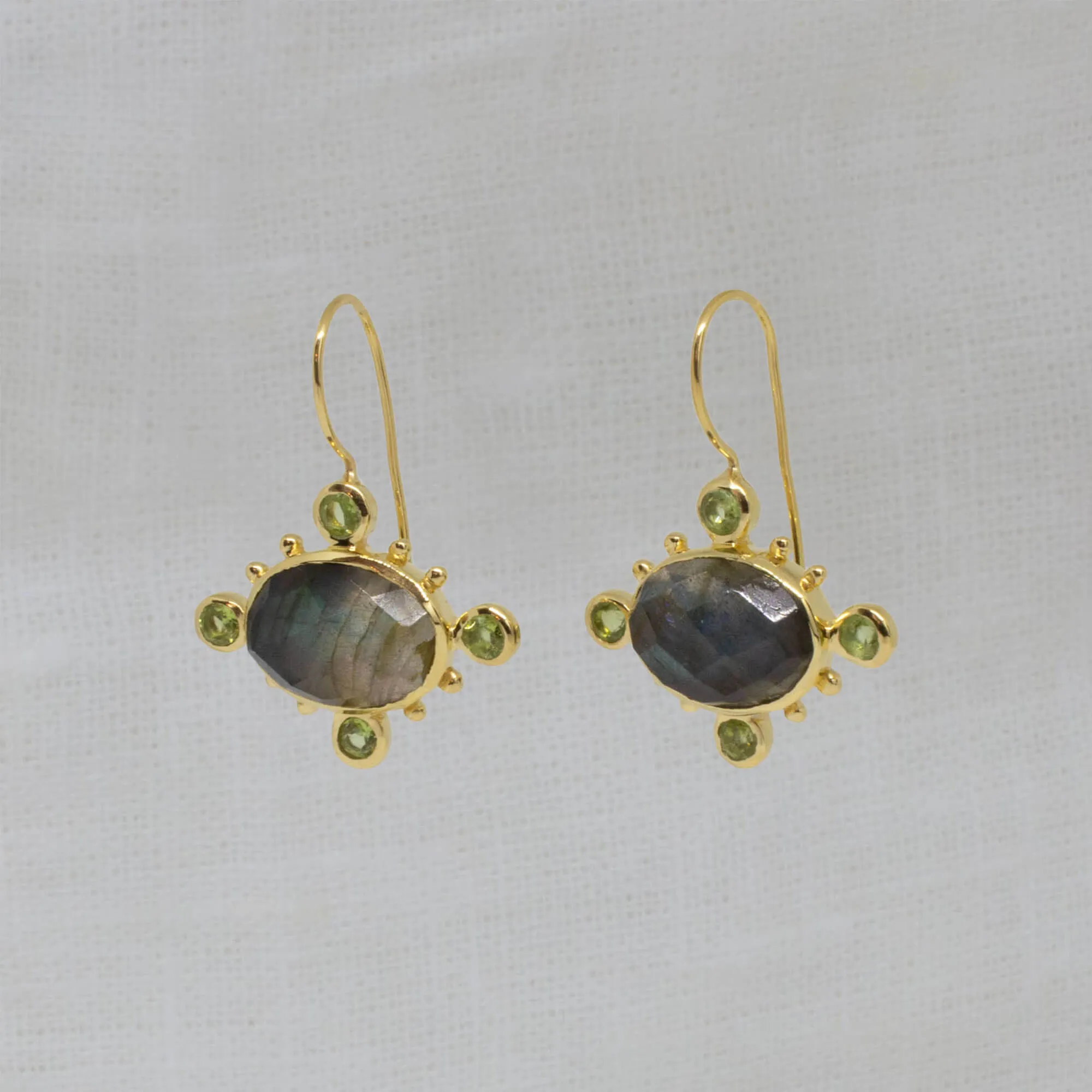 Hera Oval Gemstone Drop Earrings