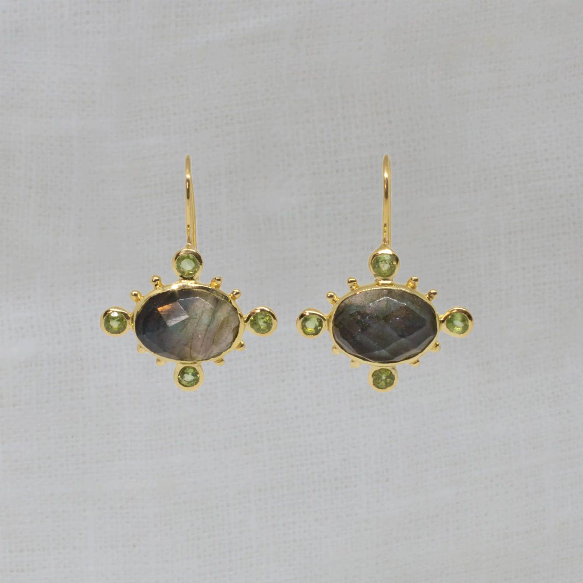 Hera Oval Gemstone Drop Earrings