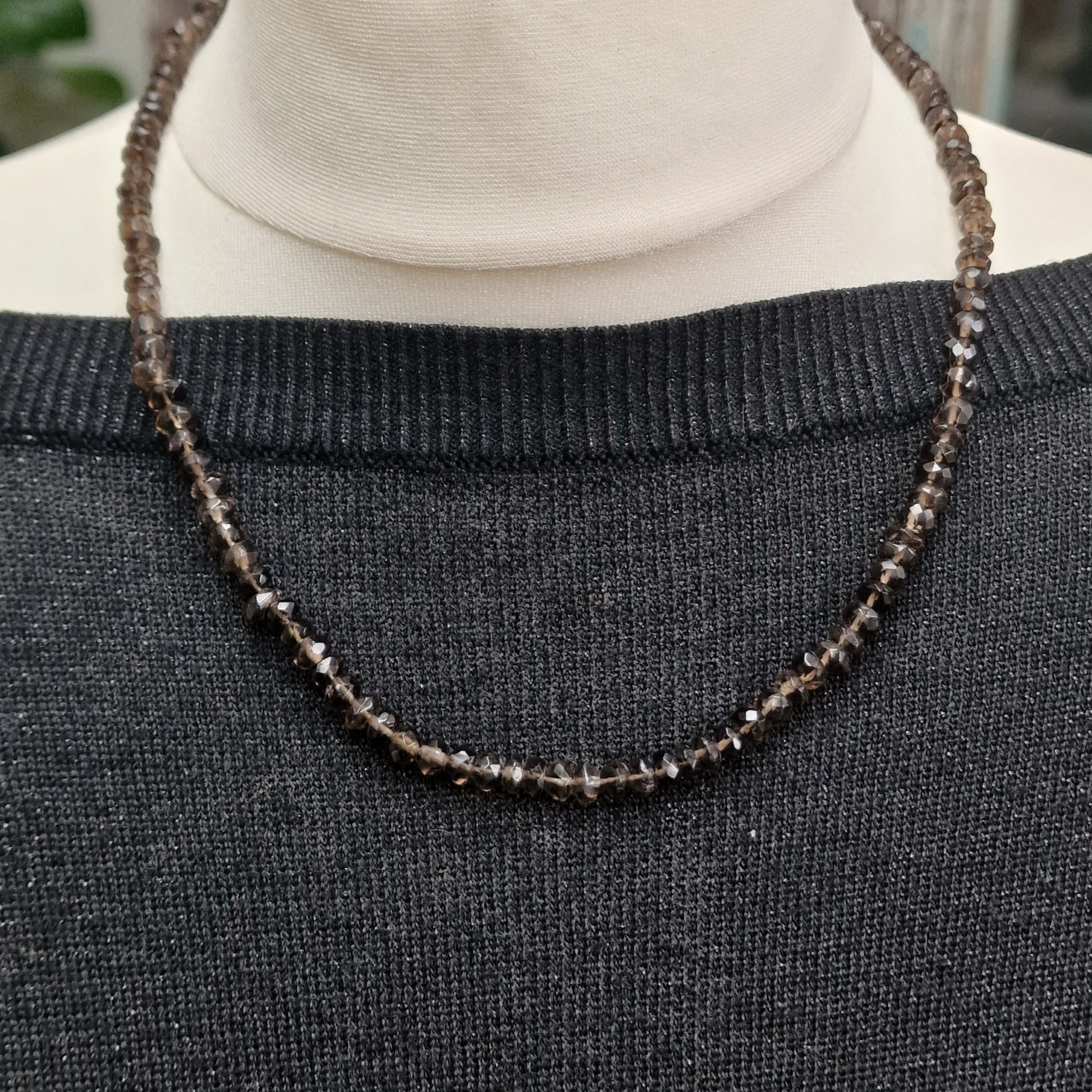 Himalayan Natural Faceted Smoky Quartz Beaded Necklace