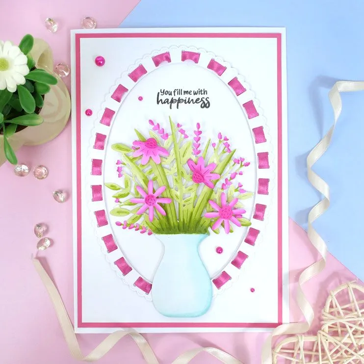 Hunkydory Moonstone Dies - A Vase of Fabulous Flowers