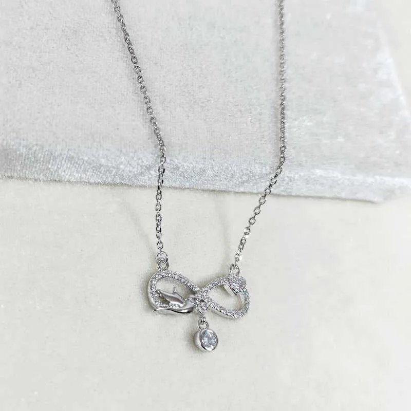 Infinity Bird Necklace with Zirconia Stones
