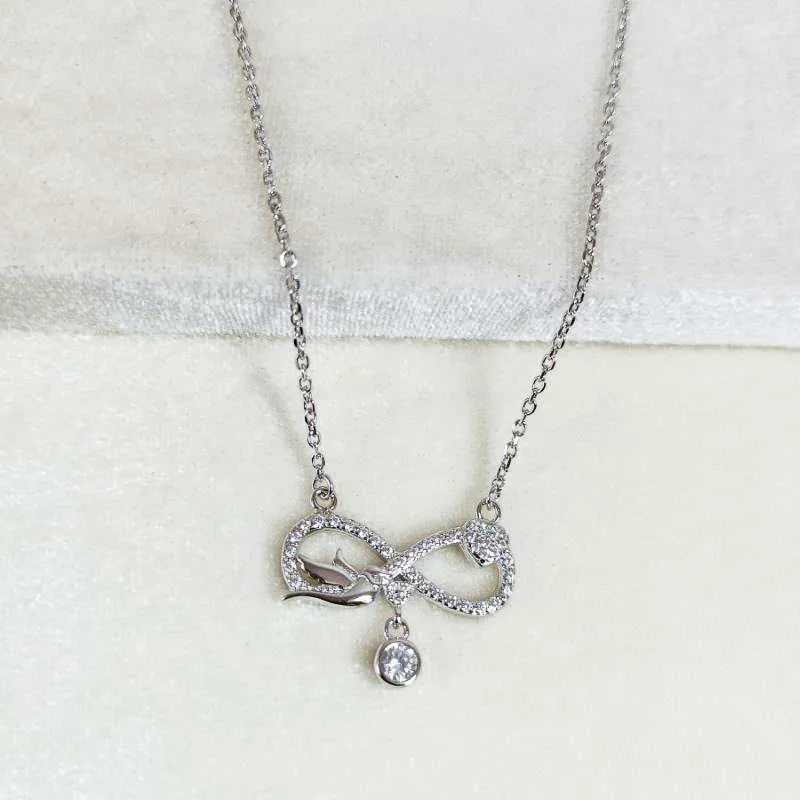 Infinity Bird Necklace with Zirconia Stones