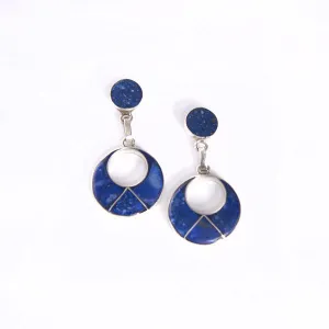 Lapis Lazuli Earrings Handcrafted in Chile - Qinaya Earrings  - Sterling Silver from the Chilean Andes