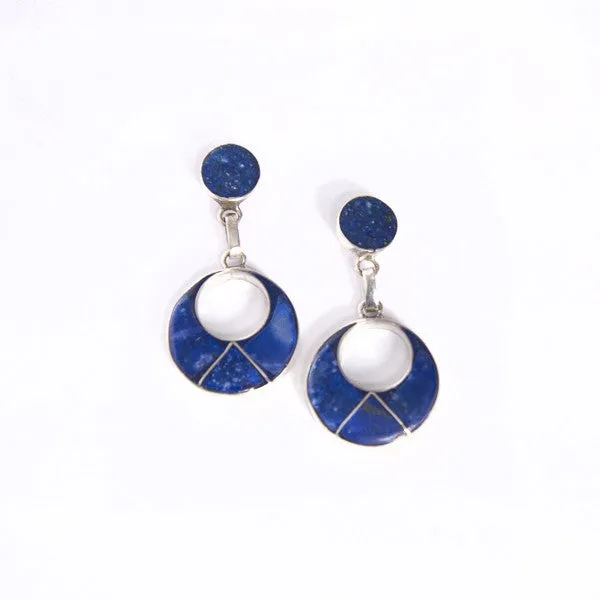 Lapis Lazuli Earrings Handcrafted in Chile - Qinaya Earrings  - Sterling Silver from the Chilean Andes