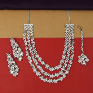 Long Neck Zircon/AD Necklace Set 6666-28