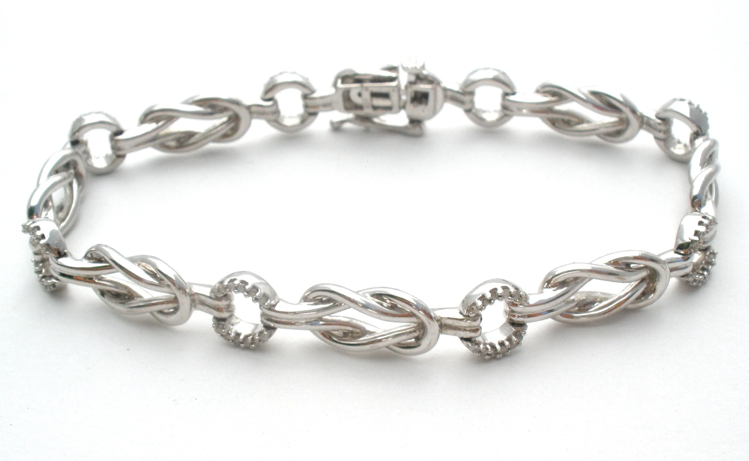 Love Knot Diamond Bracelet Sterling Silver