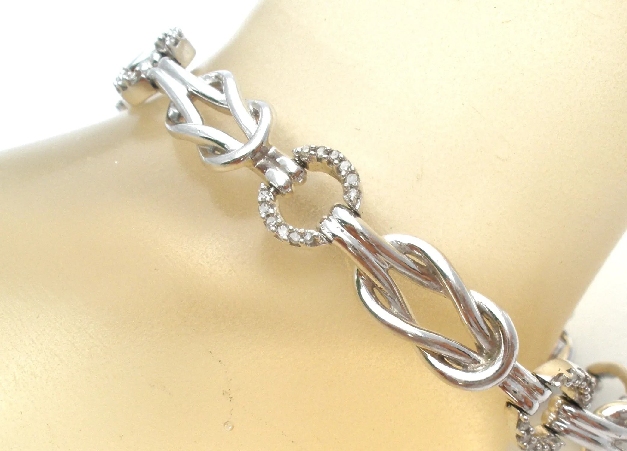 Love Knot Diamond Bracelet Sterling Silver
