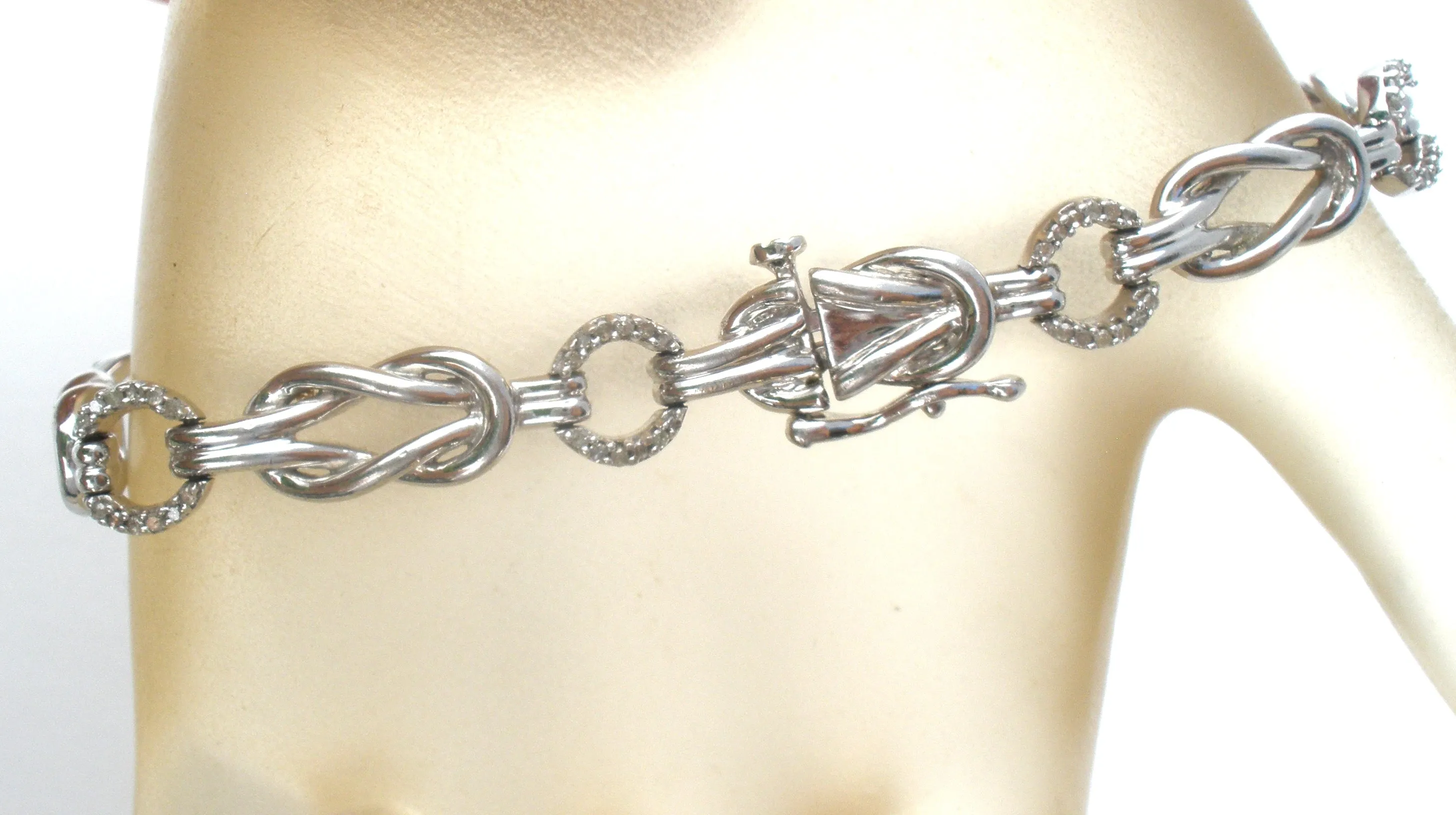 Love Knot Diamond Bracelet Sterling Silver