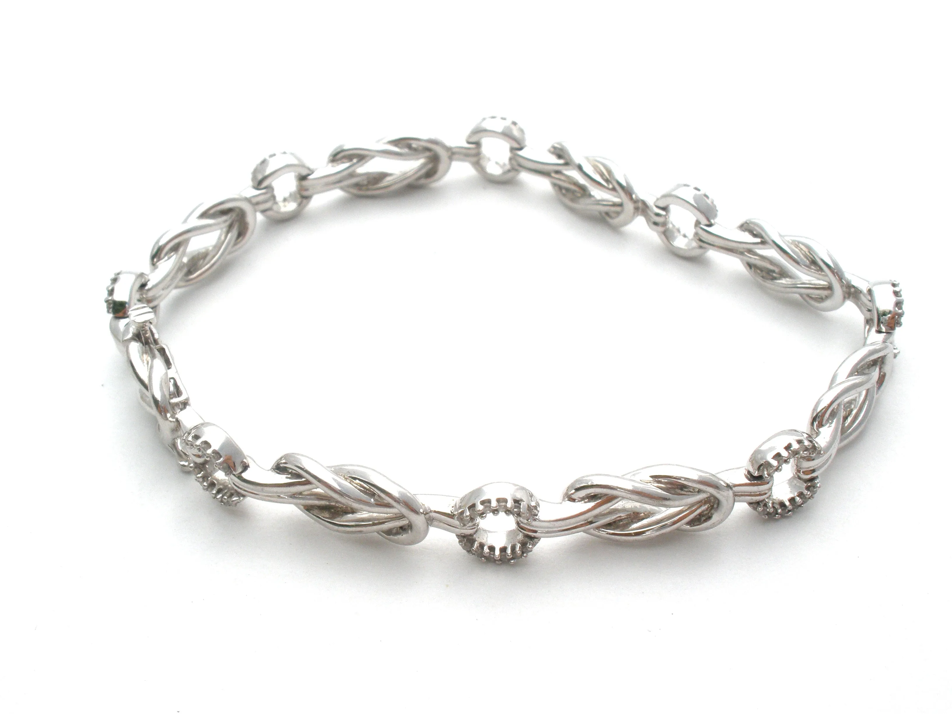 Love Knot Diamond Bracelet Sterling Silver